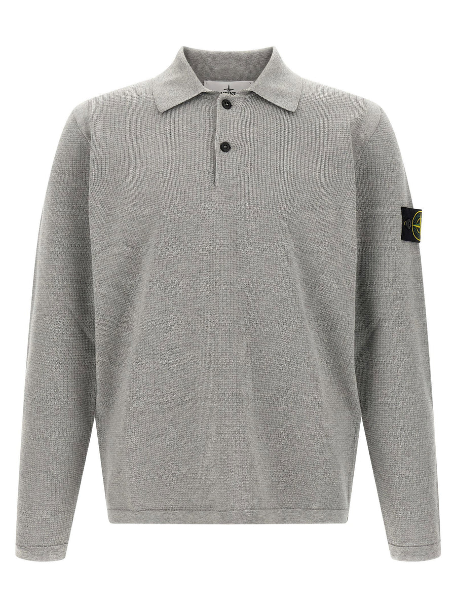Stone Island Organic Cotton Textured Polo Shirt — Gray
