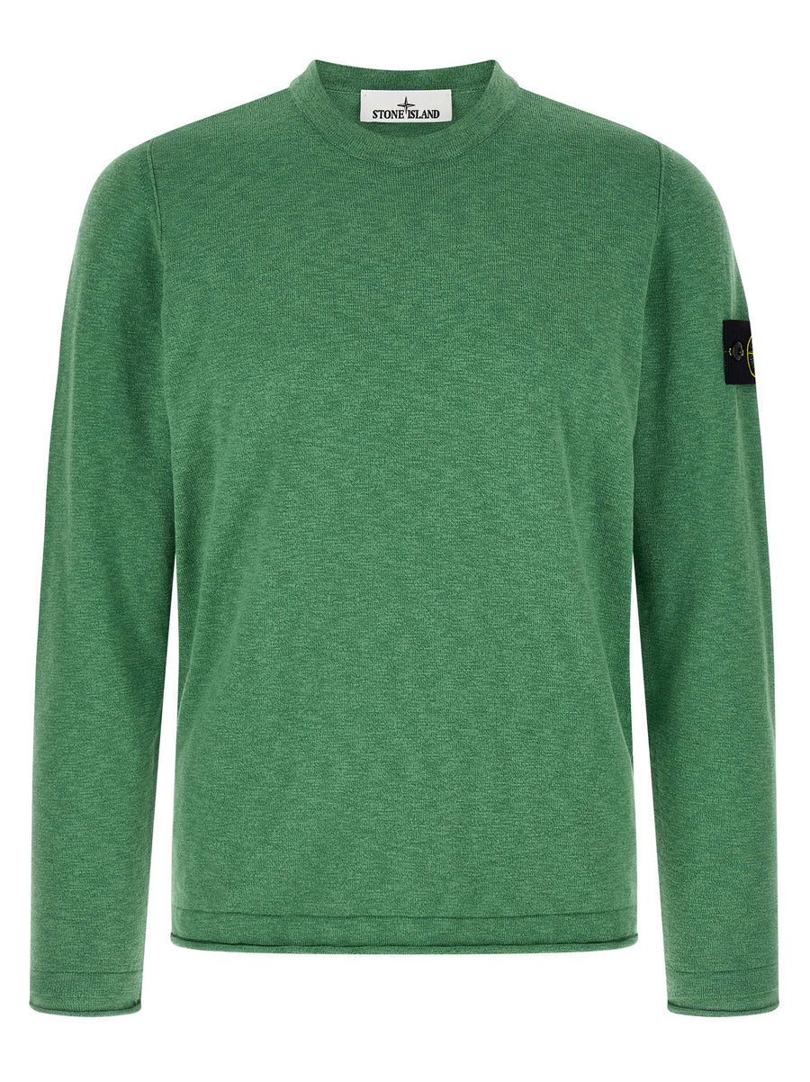 Stone Island Cotton-Nylon Blend Knit Sweater — Green