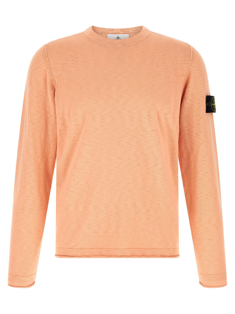 Stone Island Shaved Cotton-Nylon Knit Sweater — Peach