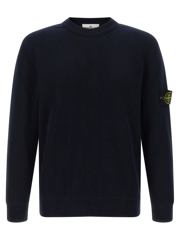 كارديغان من الصوف العضوي المضلع Stone Island قطن كنزة — كحلي