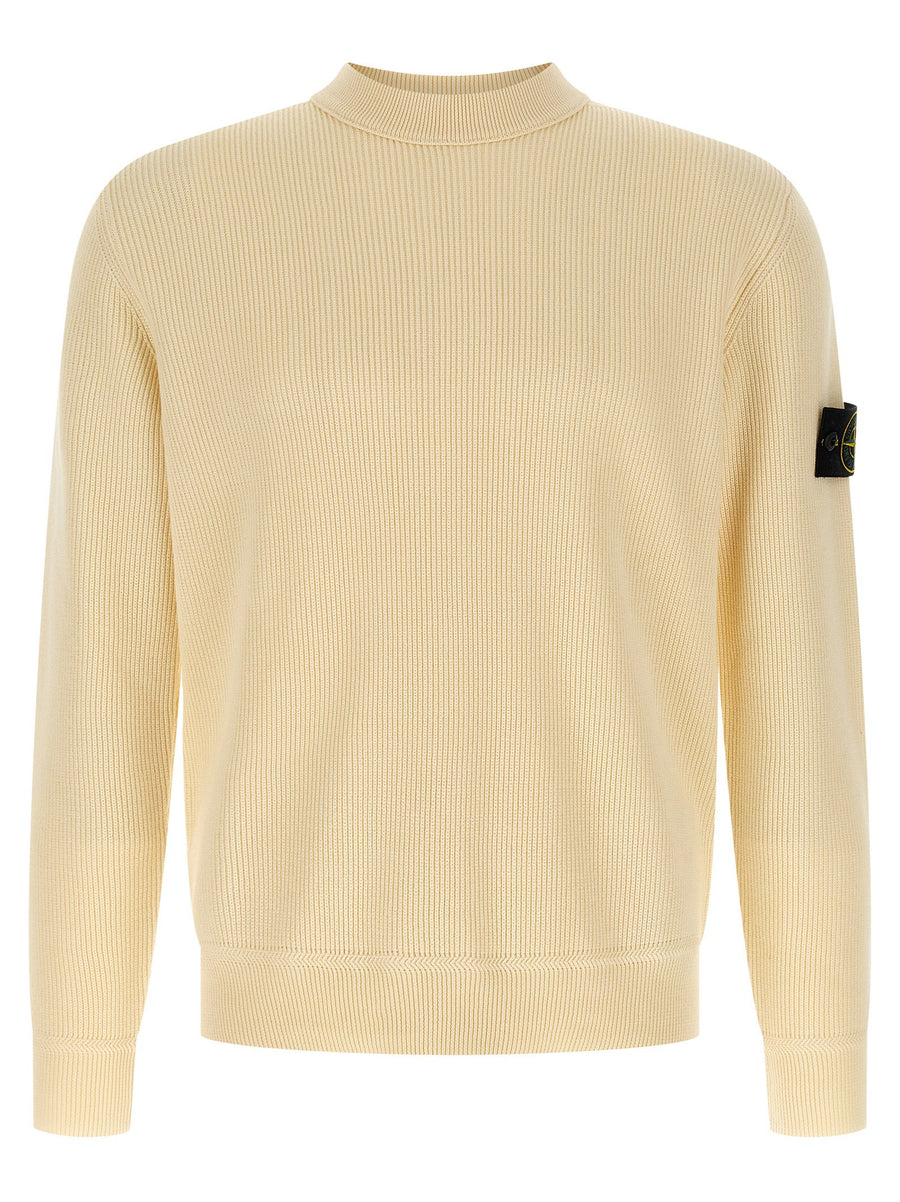 Stone Island Ribbed Cotton Sweater — Cream
