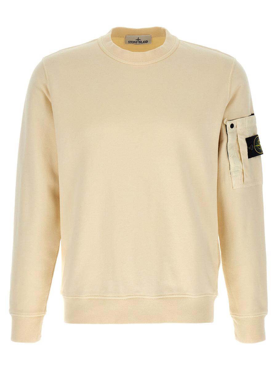 سويت شيرت Stone Island بتصميم دائرى الرقبة — كریمي