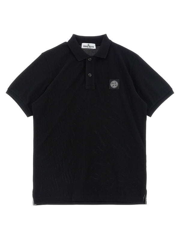 قميص بولو Stone Island Junior كومباس شعار أورجانيك قطن قميص — أسود