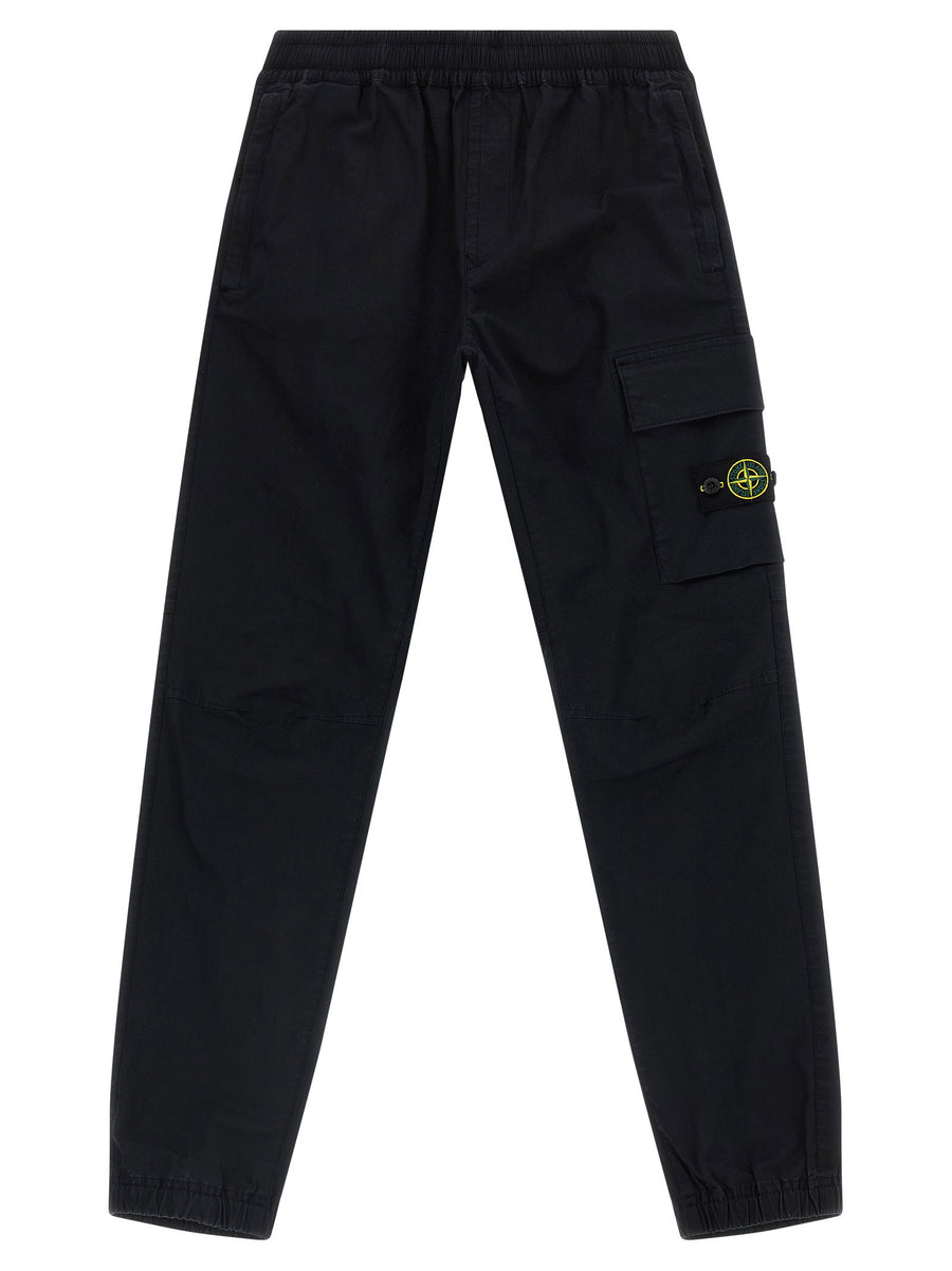 Stone Island Junior Stretch Cotton Cargo Pants — Black