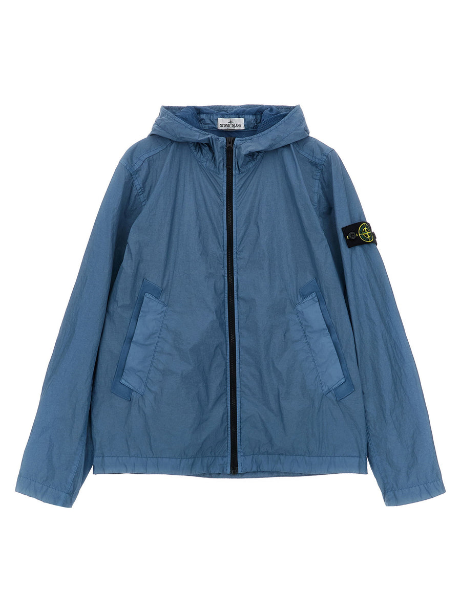 Stone Island Junior Crinkled Nylon Jacket — Blue