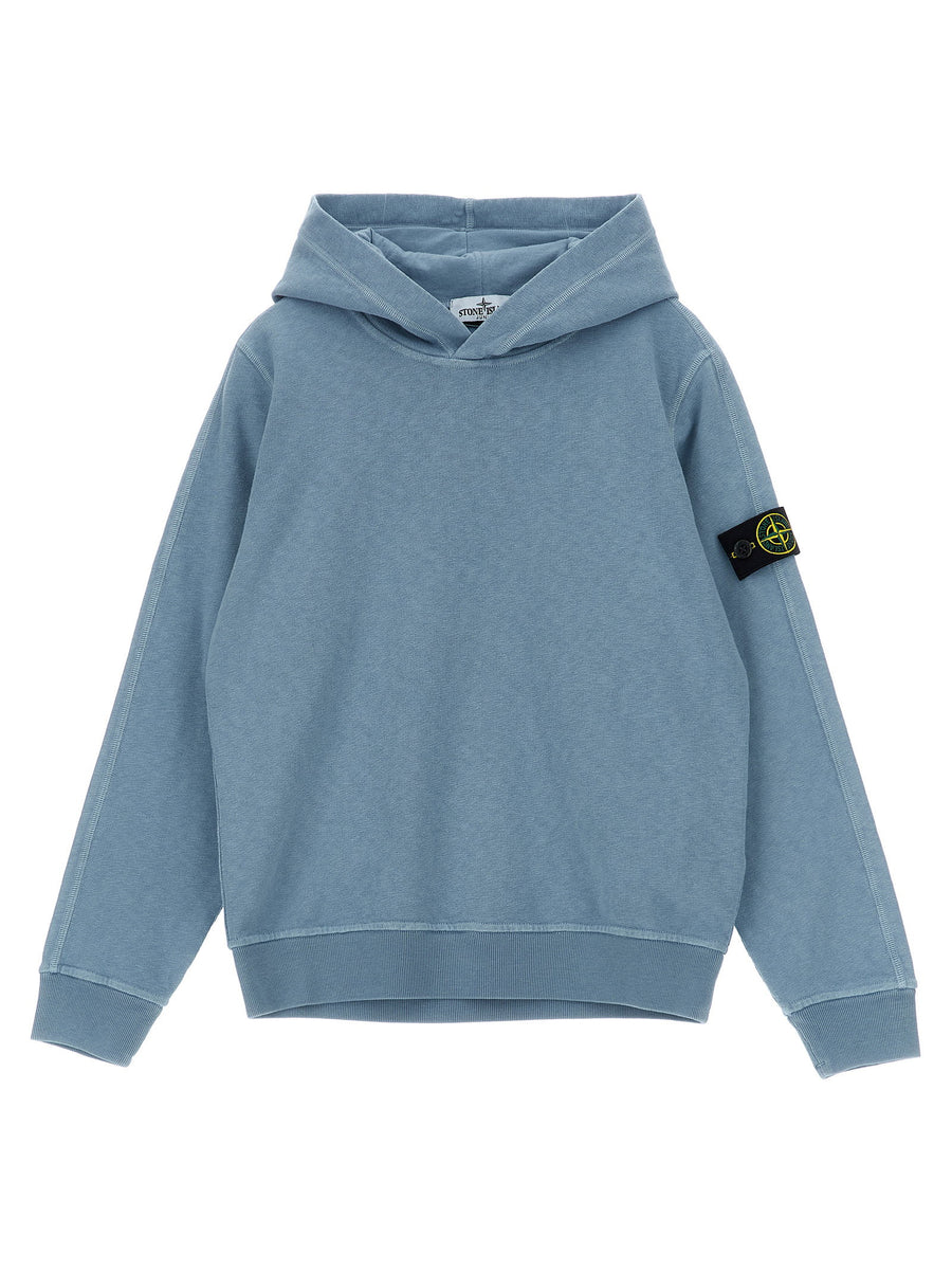 Stone Island Junior Garment-Dyed Cotton Hoodie — Blue