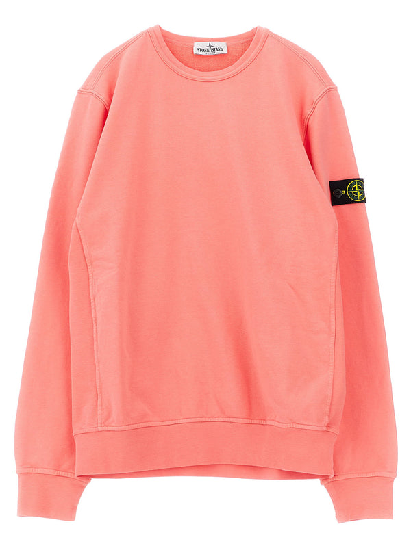 سويت شيرت Stone Island Junior مصنوع من القطن العضوي المصبوغ بتقنية الغسيل — وردي قطن