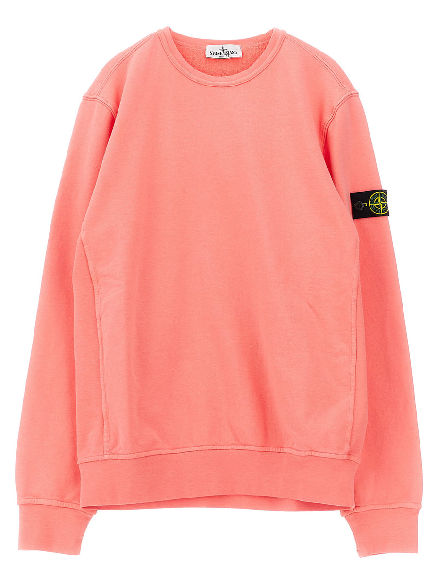 Stone Island Junior Organic Cotton Garment-Dyed Sweatshirt — Pink