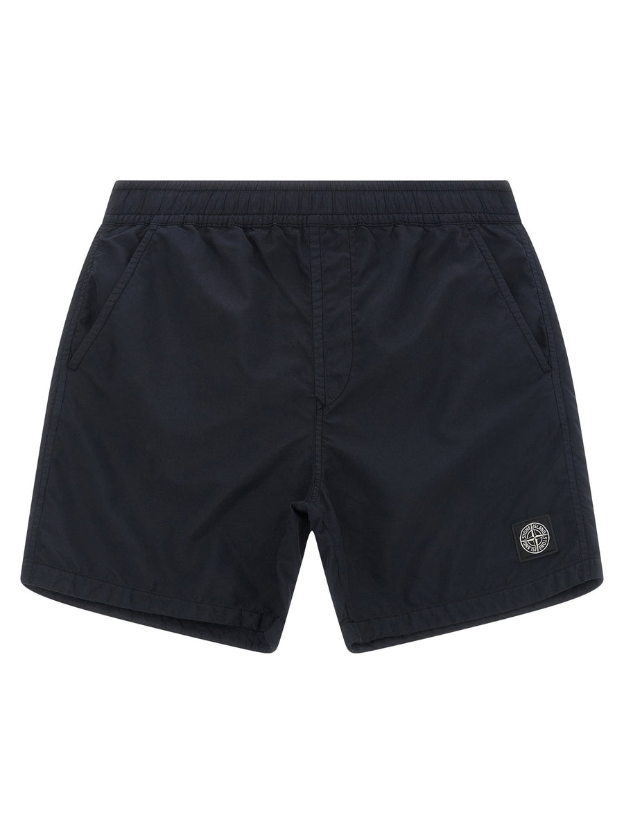 Stone Island Junior Compass Logo Technical Swim Shorts — Navy