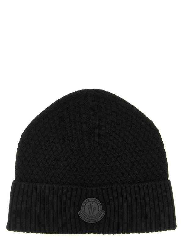 Moncler Basket Stitch Wool-Cashmere Beanie — Black