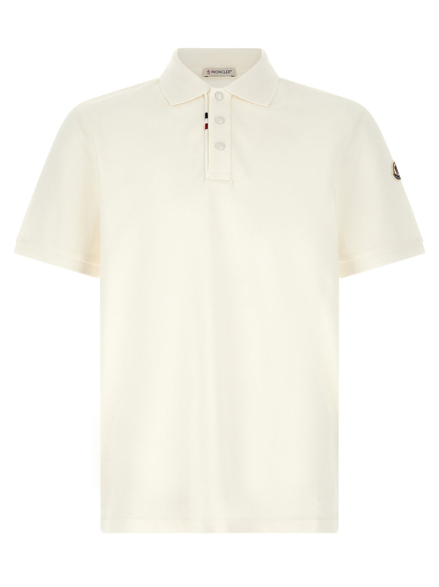 Moncler Logo-Patch Cotton Piqué Polo Shirt — Cream