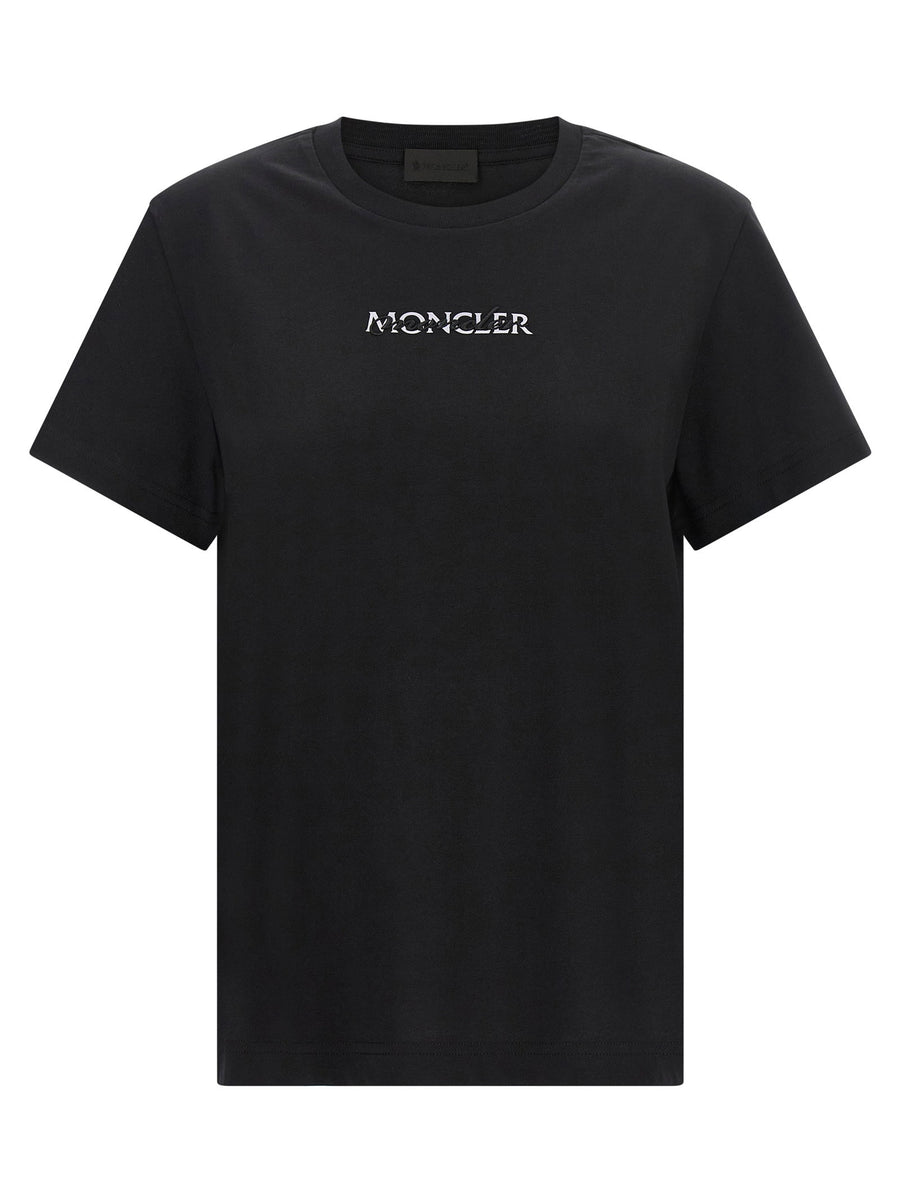 Moncler Logo-Embroidered T-Shirt — Black