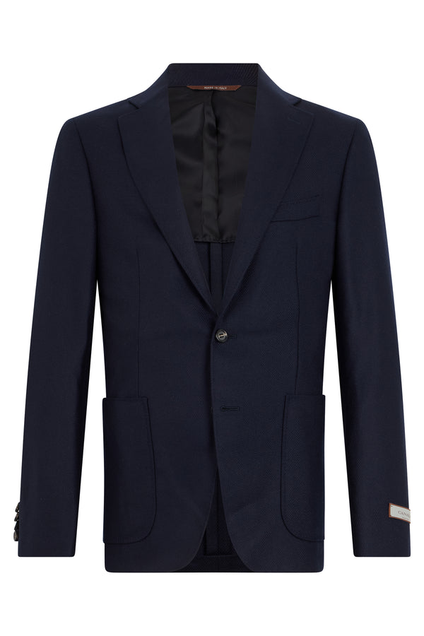Single-Breasted Jacket Blue Wool-Silk Suit & Dinner