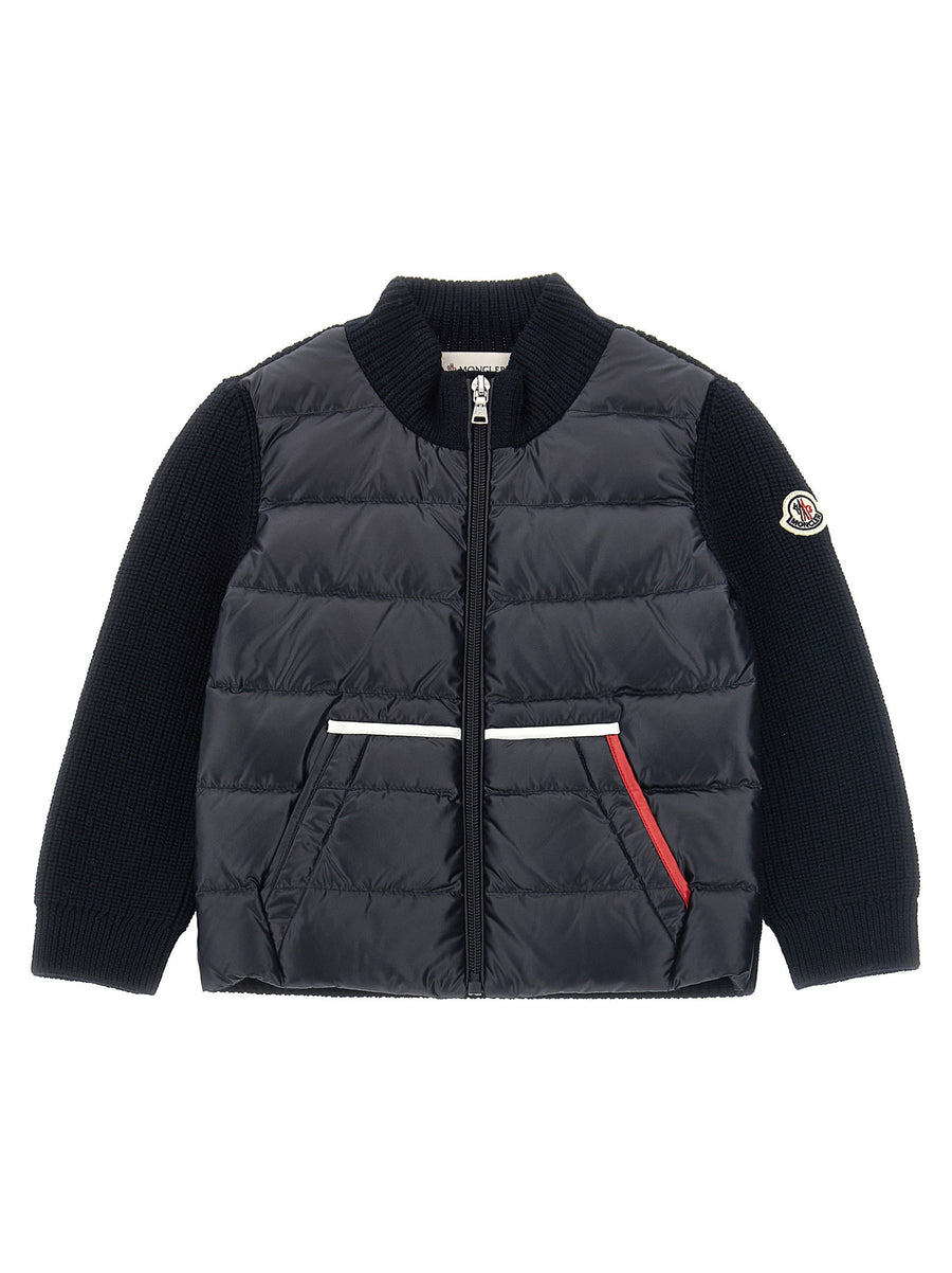 Moncler Enfant Quilted Hybrid Down Jacket — Navy