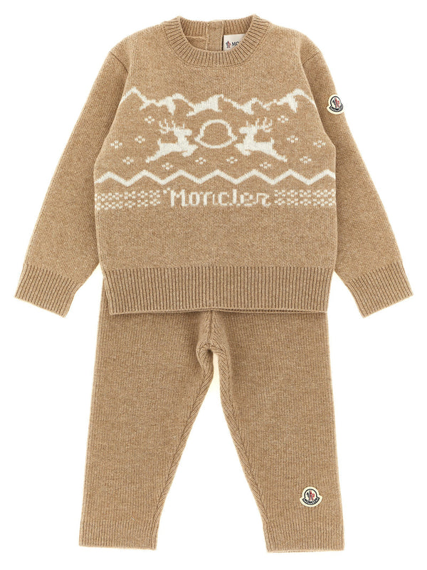 طقم Moncler Enfant نورديك جاكار كنزة — بيج