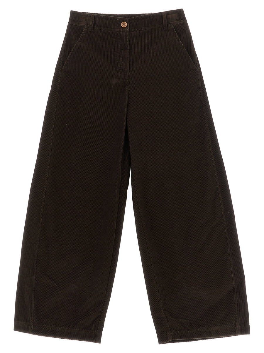 Moncler Enfant Wide-Leg Corduroy Trousers — Brown
