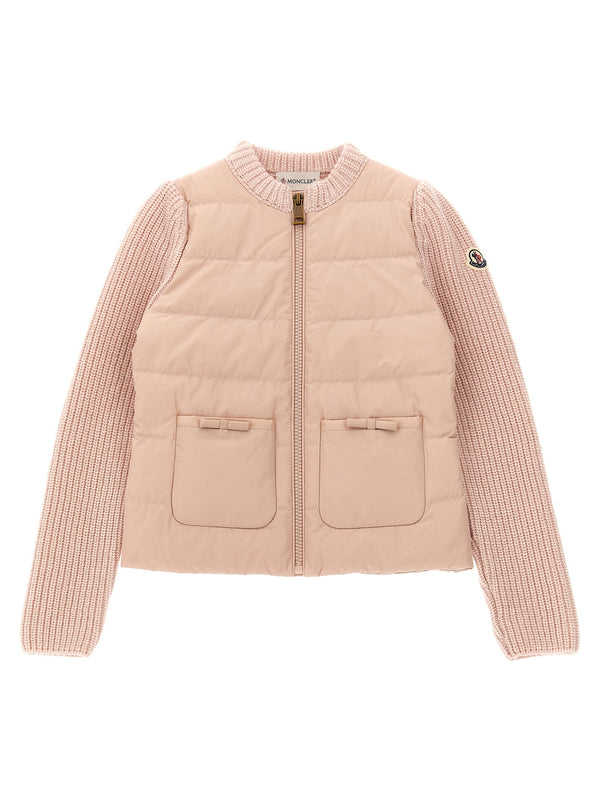 صدار هجين مبطن من Moncler Enfant وكشمير — وردي