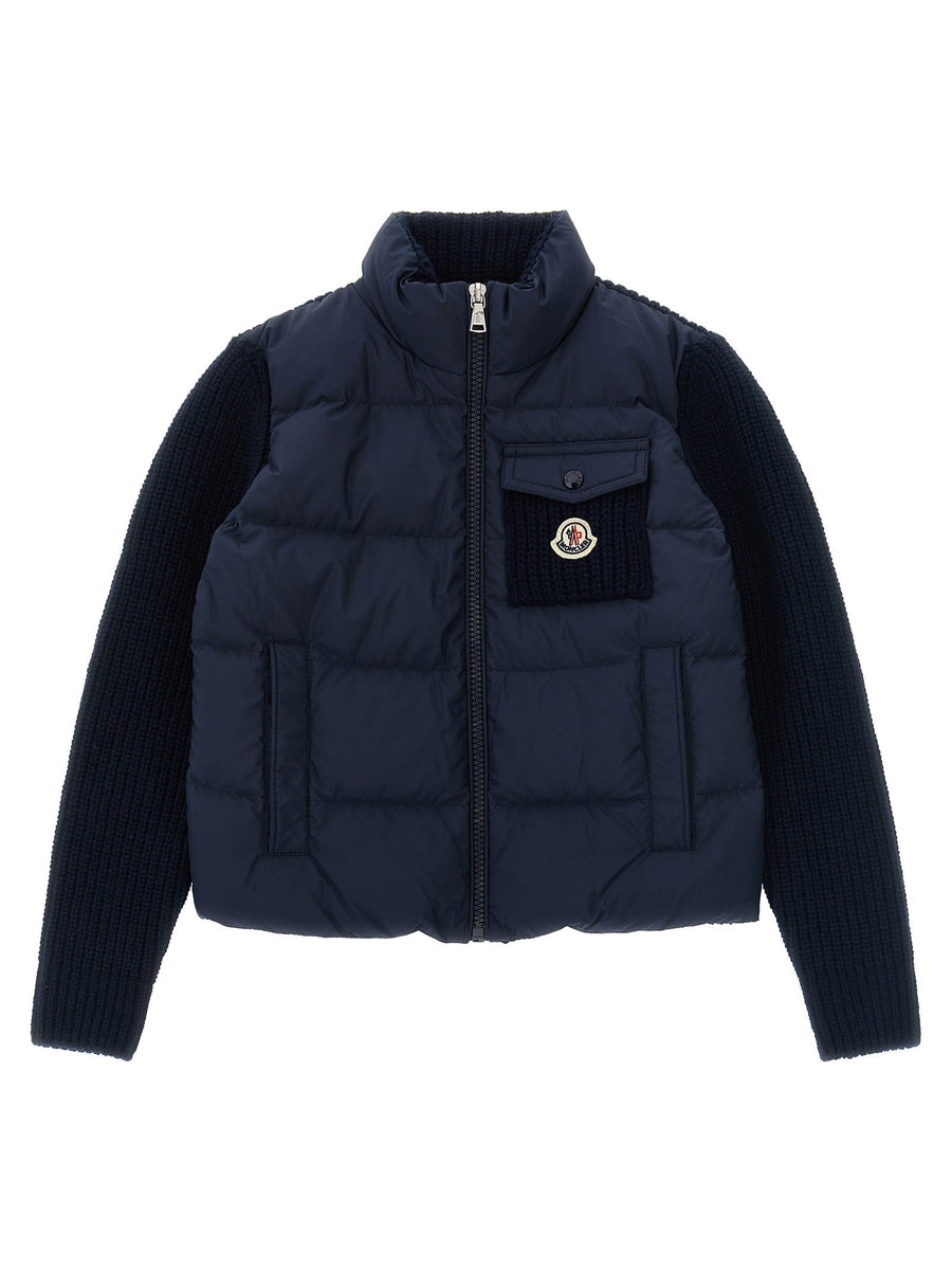 Moncler Enfant Virgin Wool and Cashmere Hybrid Down Jacket — Navy
