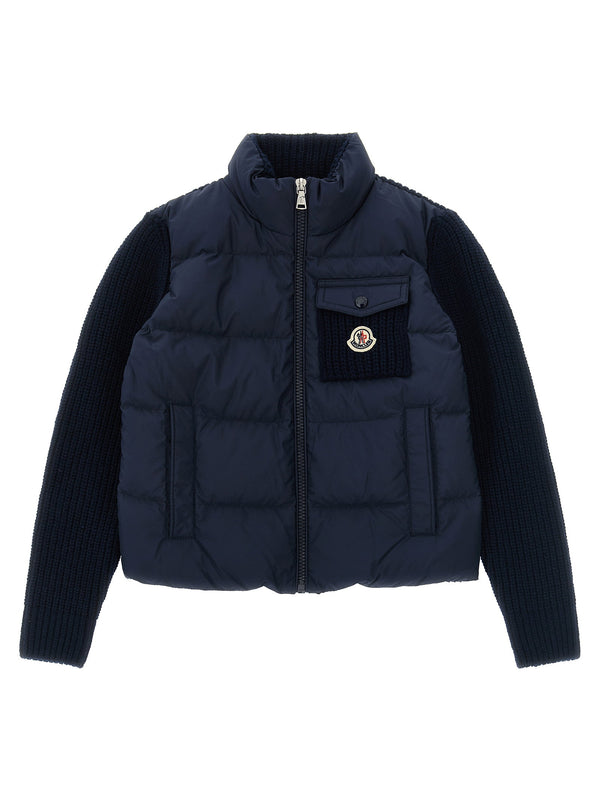 جاكيت هجين بأسفل صوف Moncler Enfant فيرجن صوف وكشمير جاكيت — كحلي