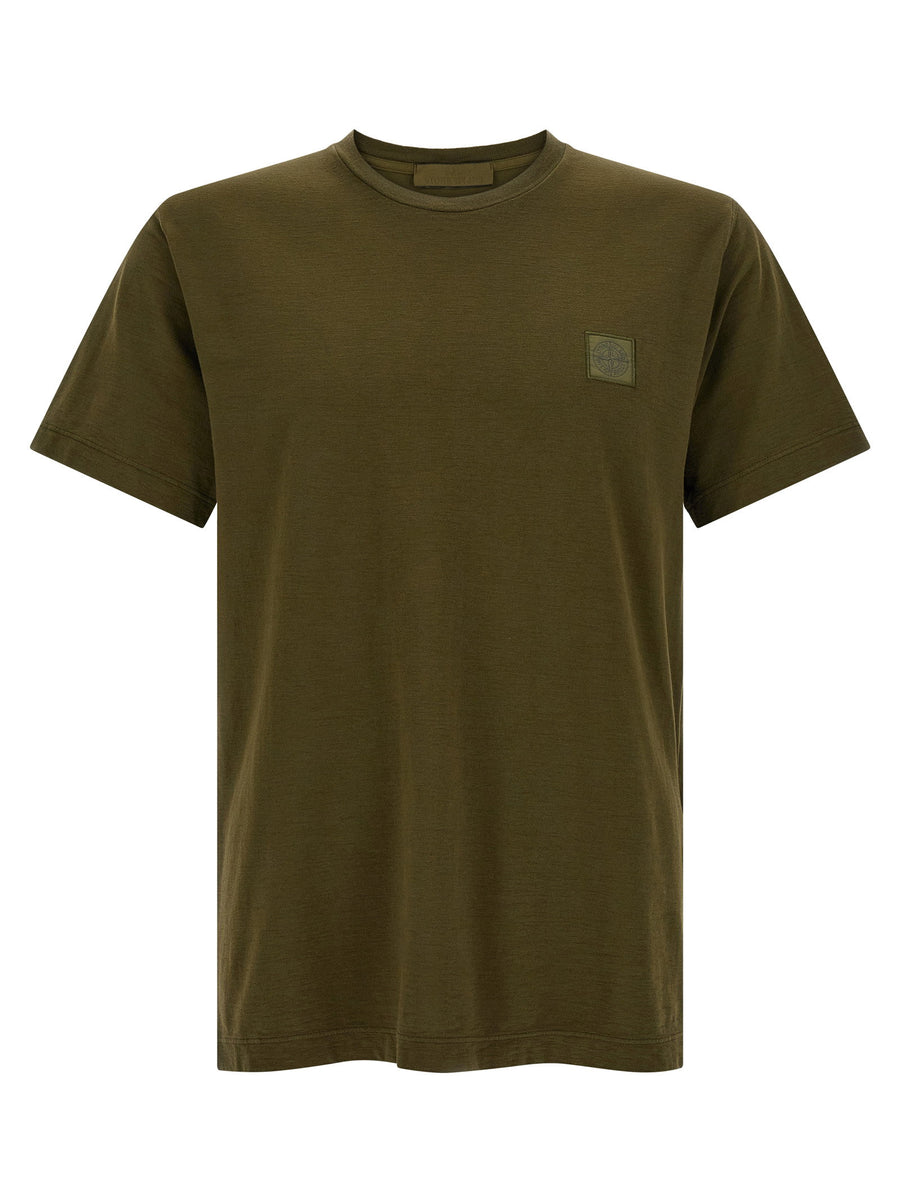 Stone Island Tone-on-Tone Badge Patch T-shirt — Olive
