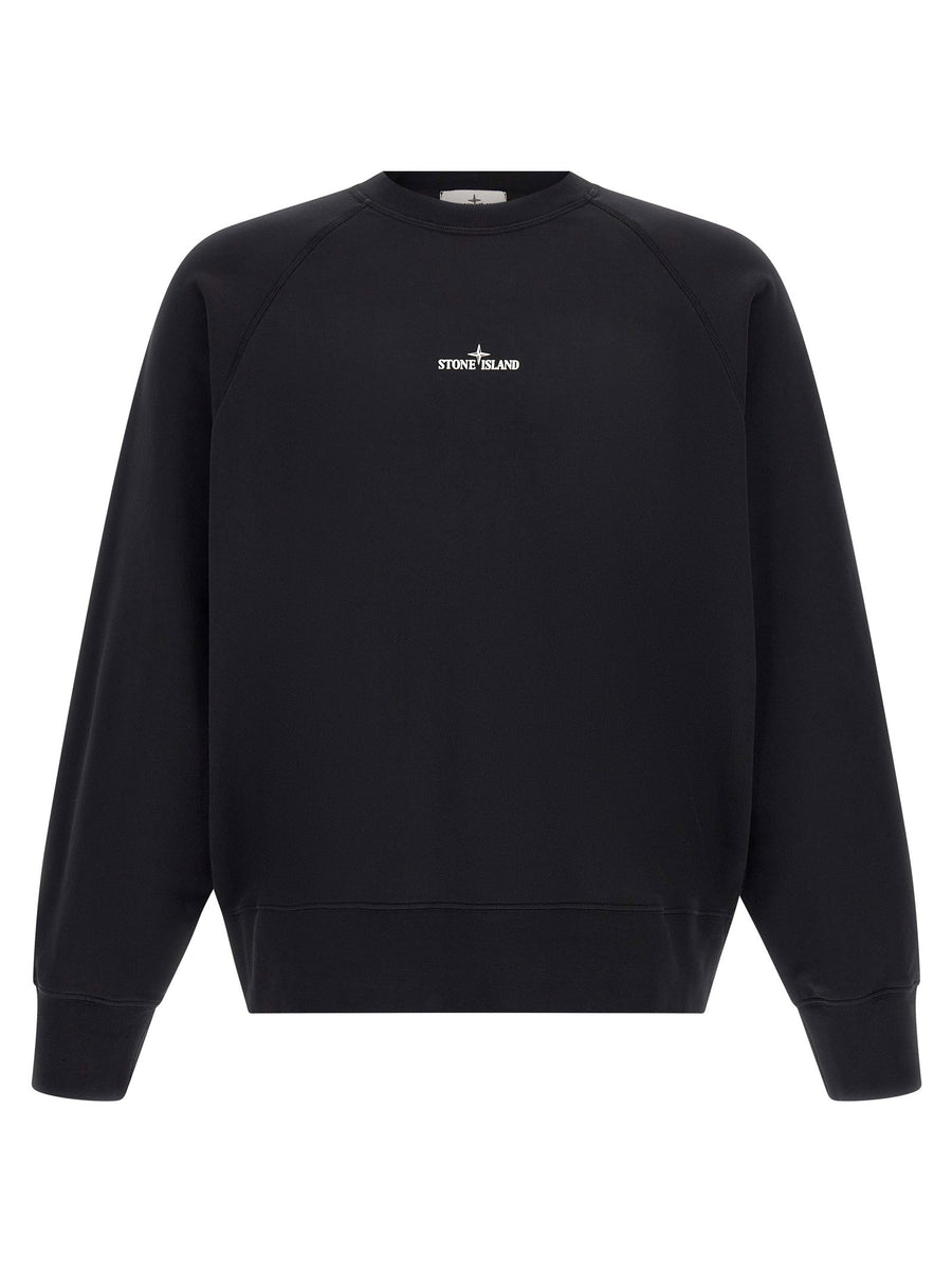 Stone Island Logo-Print Crew-Neck Sweatshirt — Black
