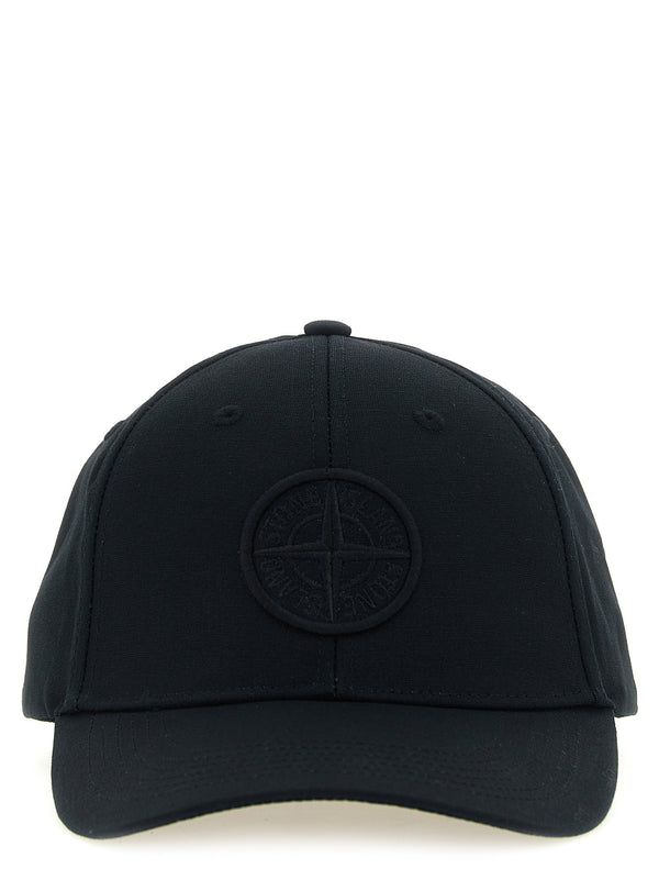 قبعة بيسبول Stone Island بتصميم بوصلة بلون متناسق شعار — أسود