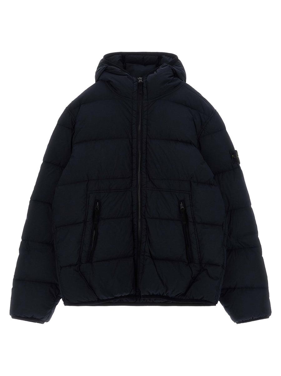Stone Island Junior Feather-Padded with Badge Logo Down Jacket — Black