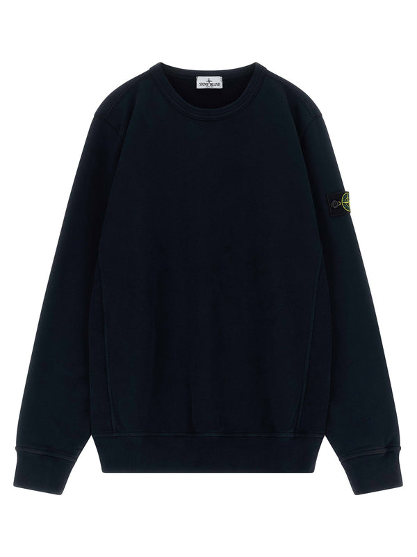سويت شيرت Stone Island Junior بتصميم شعار وقبة دائرية الرقبة — كحلي
