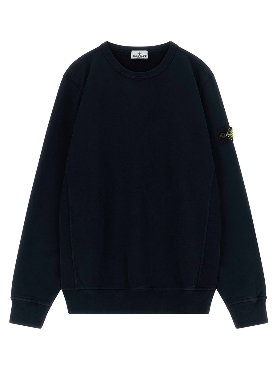 Stone Island Junior Badge Logo Cotton Sweatshirt — Black