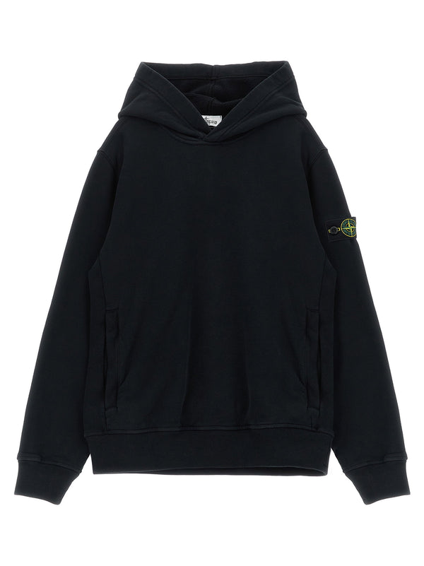 هودي مطرزة من Stone Island Junior شعار — أسود