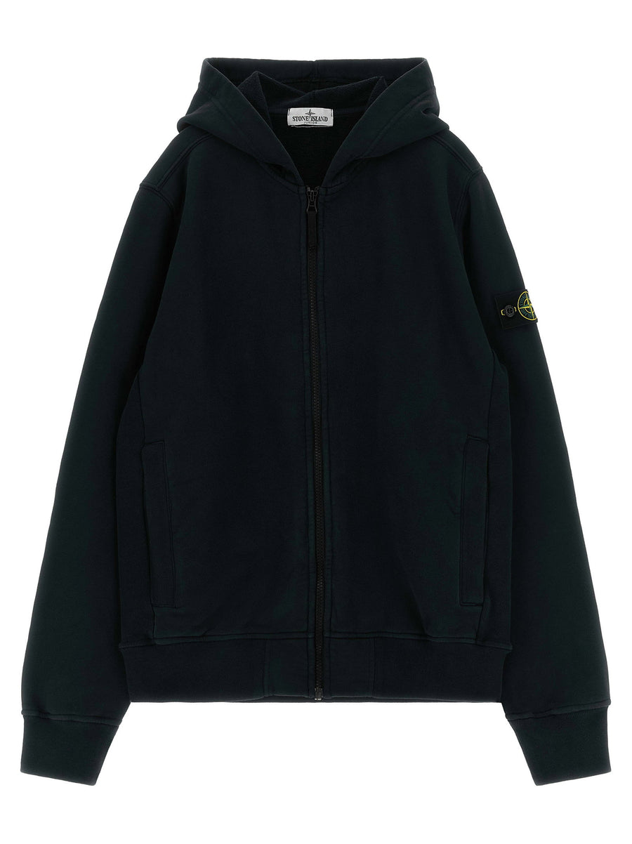Stone Island Junior Badge Logo Hoodie — Black