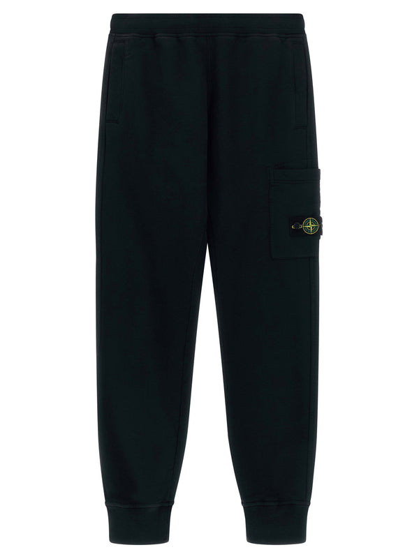 بنطلون رياضي كارغو Stone Island Junior بشعار شعار — أسود
