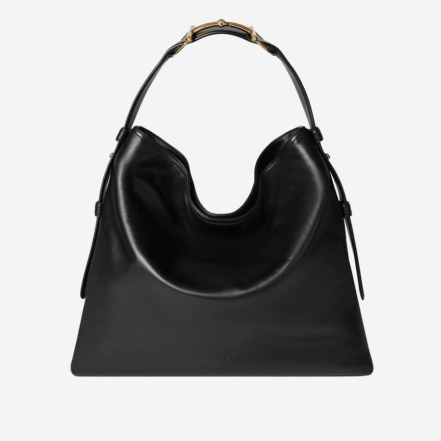 Large Leather Shopping Bag Black Shoulder