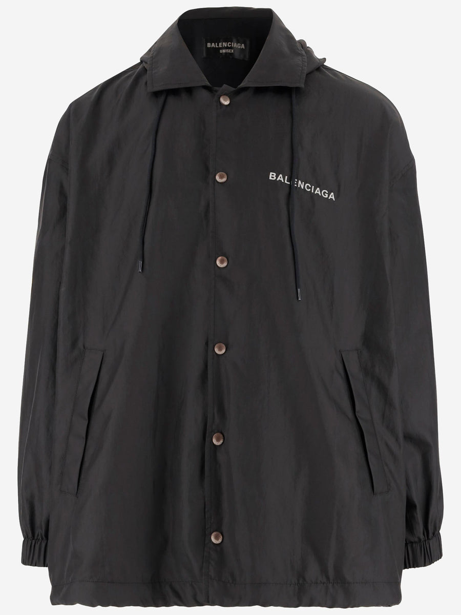 Balenciaga Nylon Jacket With Logo Black Polyester