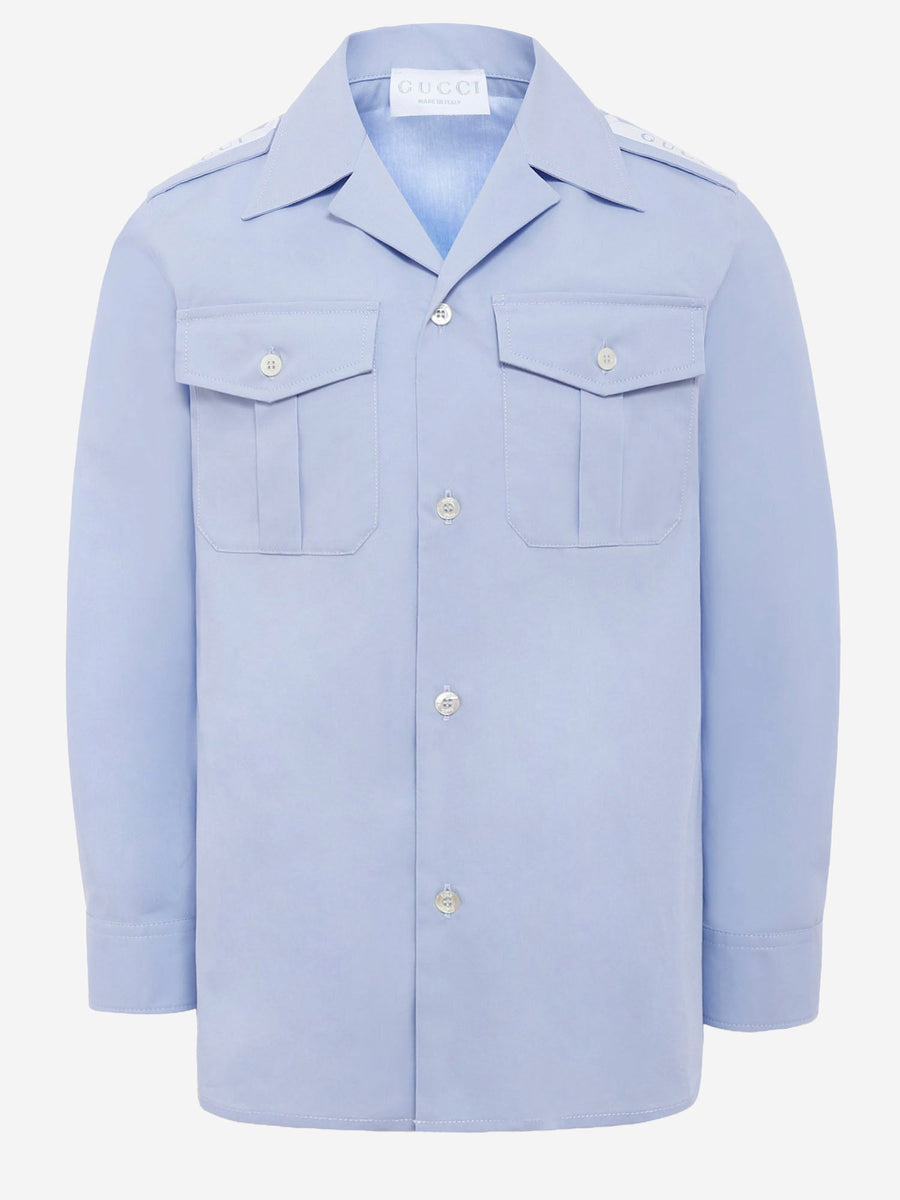 Stretch Cotton Shirt Light Blue Blouses And