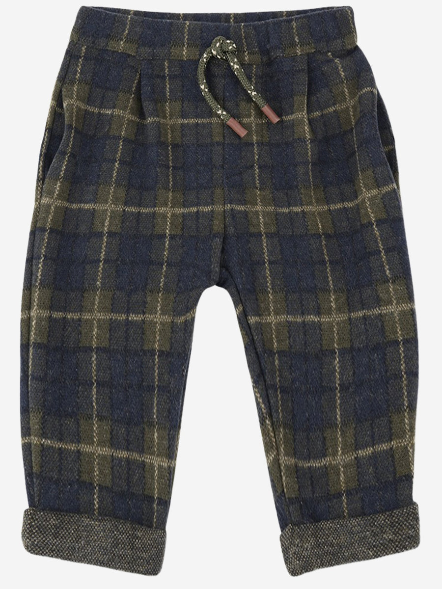 Check Pattern Cotton-Blend Pants Multicolour Trousers