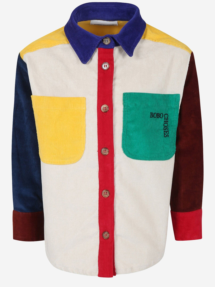 Shirt Color-Block Cotton Stretch Multicolour Elastane