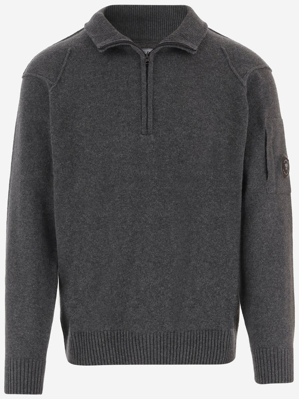 Half-Zip Sweater Wool-Blend Dark Shadow Wool Polyamide
