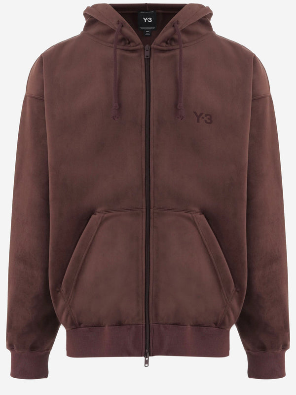Hooded Zip-Up Sweatshirt Ribbed Velvet Light Burgundy Recycled Polyester Sweatshirts