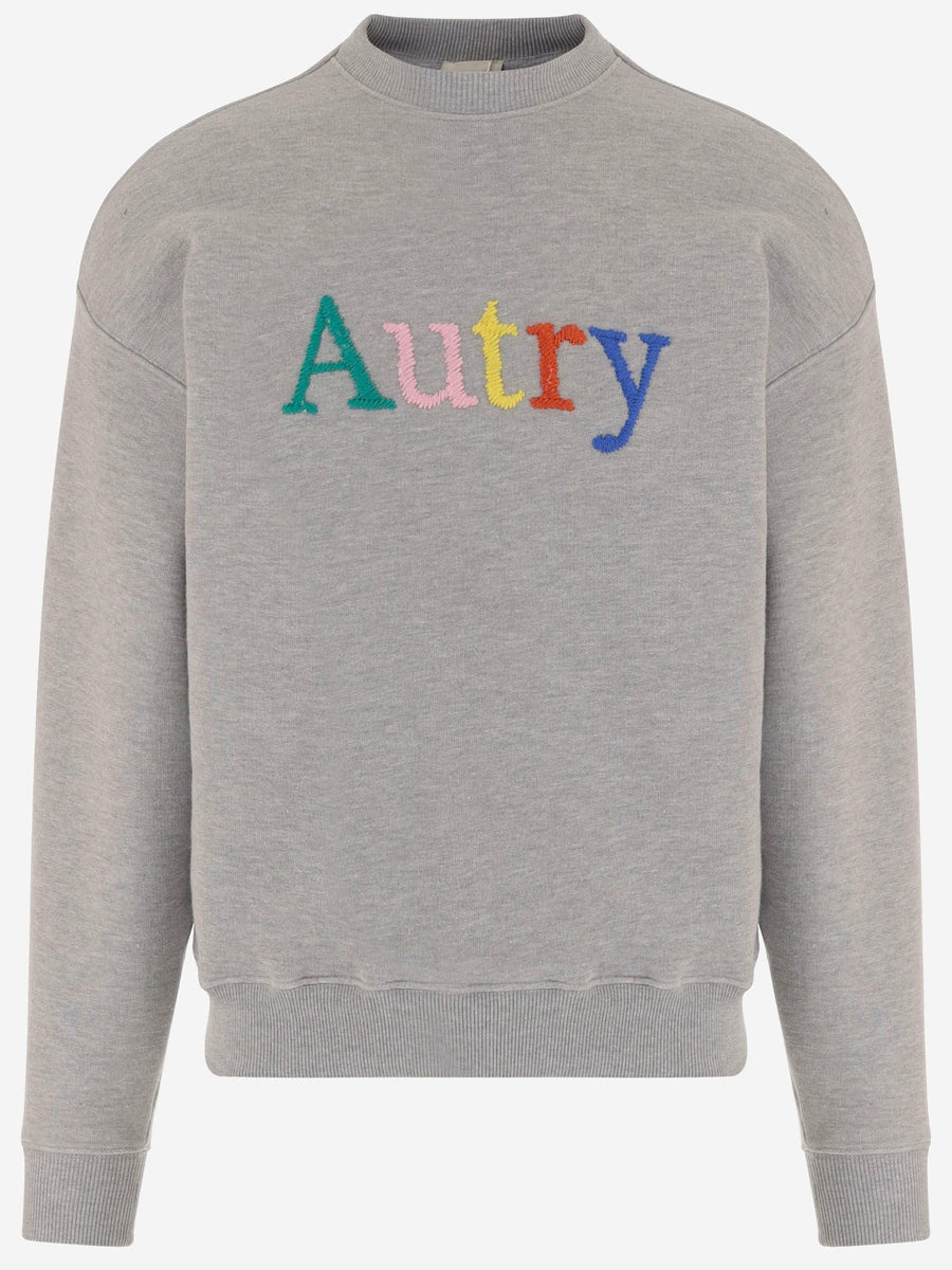 Cotton Sweatshirt With Embroidered Logo Grey