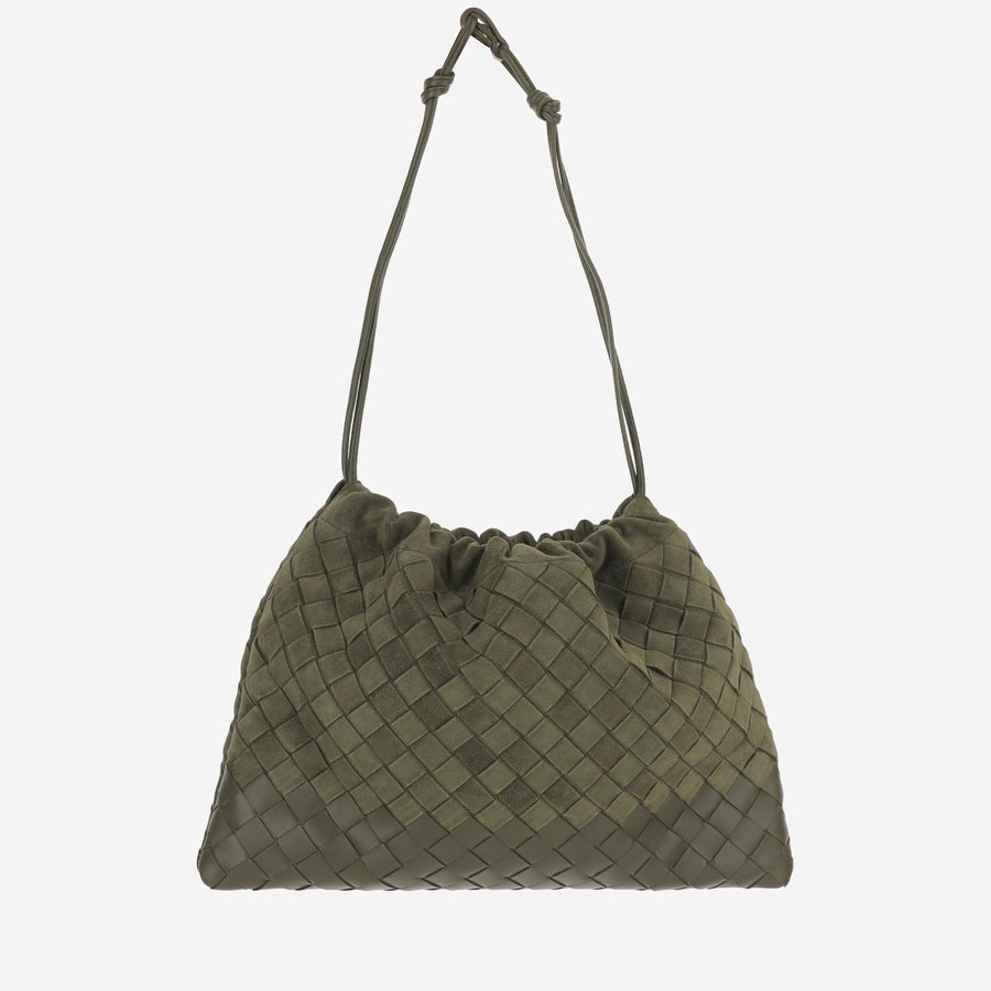 Clutch Woven Calf Suede Green Calfskin Bags
