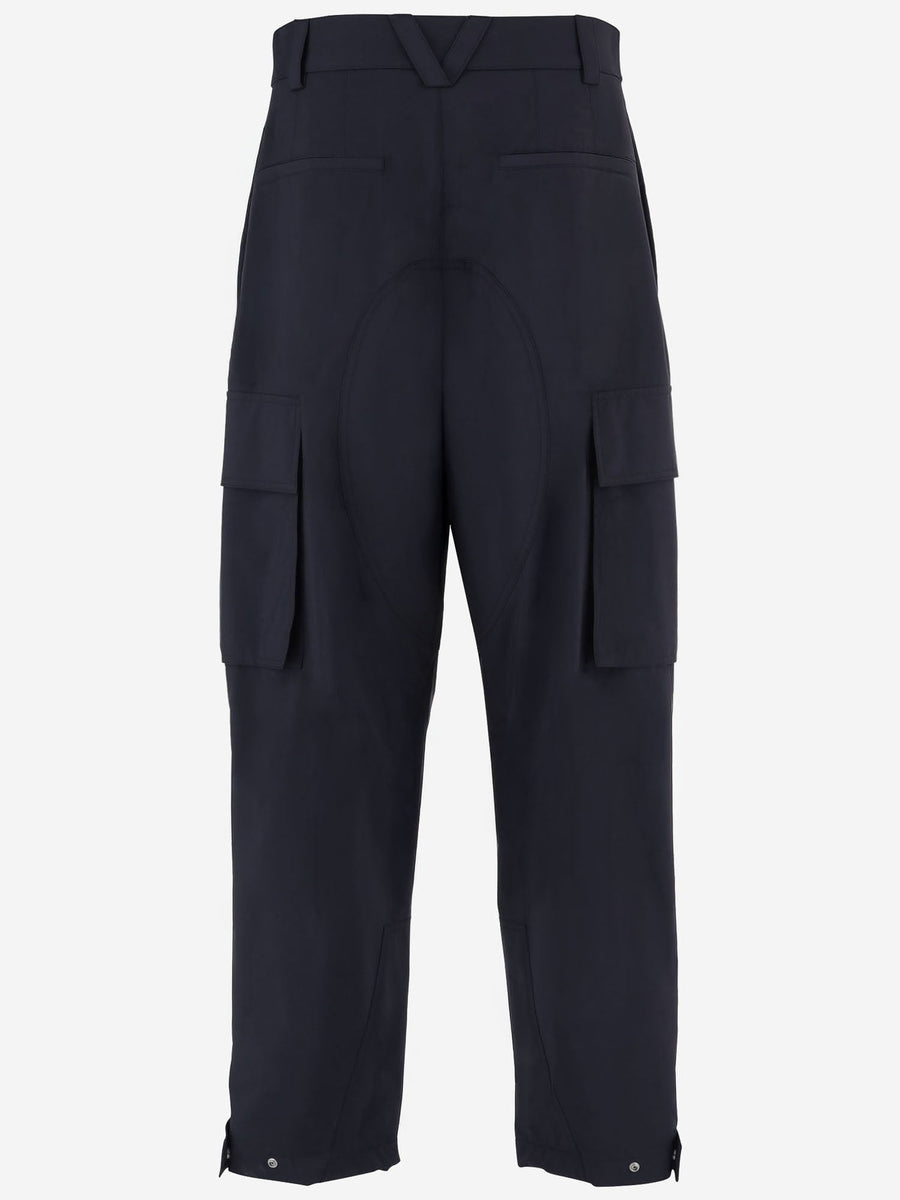 Nylon Cargo Pants Dark Blue Polyester Trousers