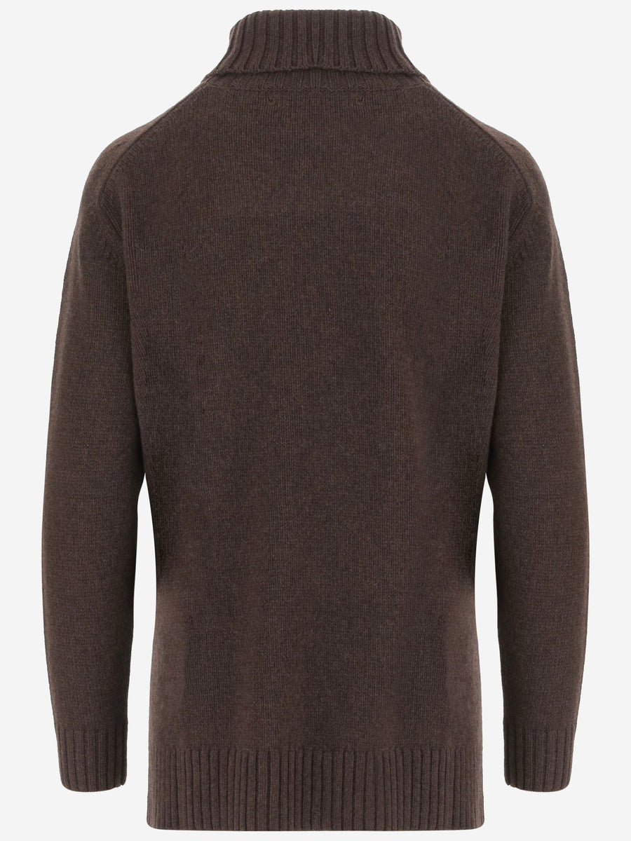 Turtle-Neck Sweater Dark Brown Wool Virgin