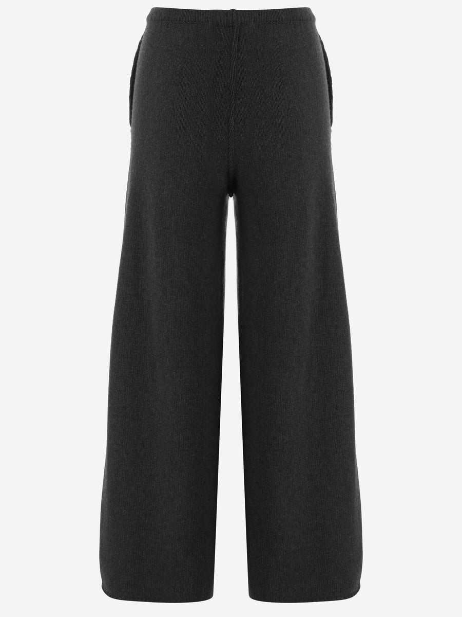 Wool And Cashmere Knit Pants Black Virgin Trousers