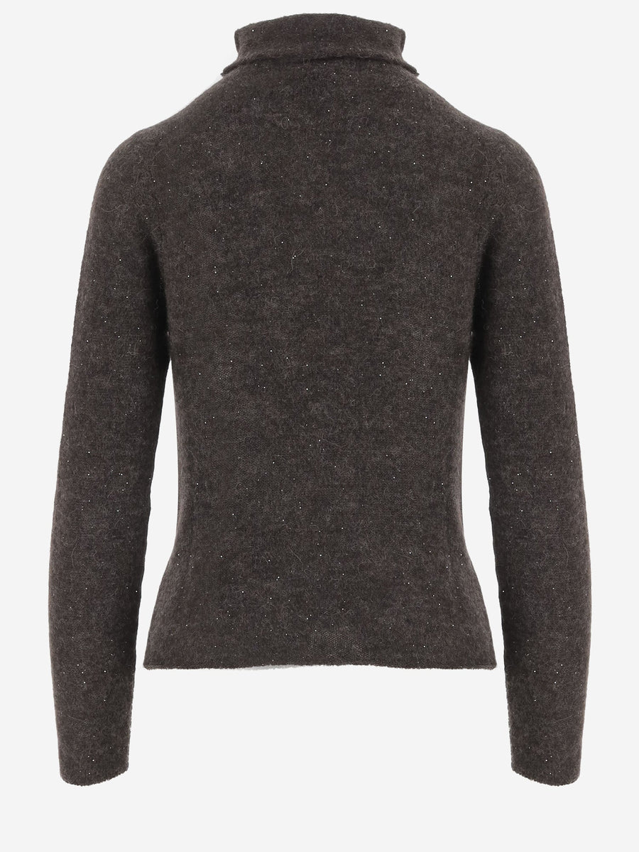 Sweater Alpaca And Wool Blend Dark Brown