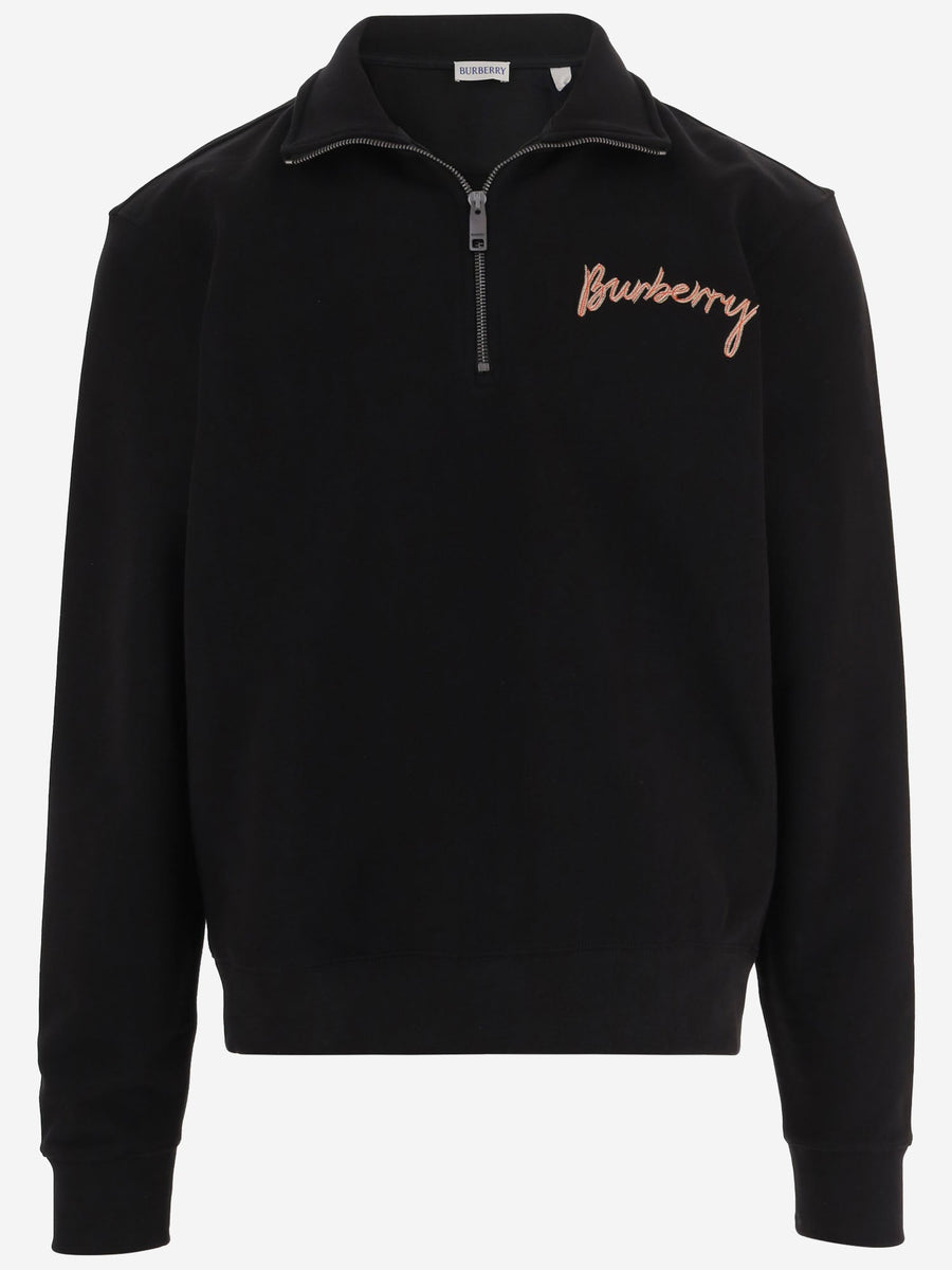 Cotton Logo Half-Zip Sweater Black