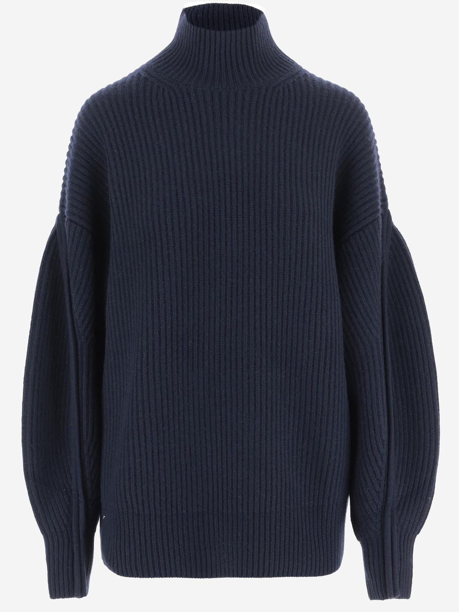 Turtleneck Sweater Ribbed Cashmere Navy