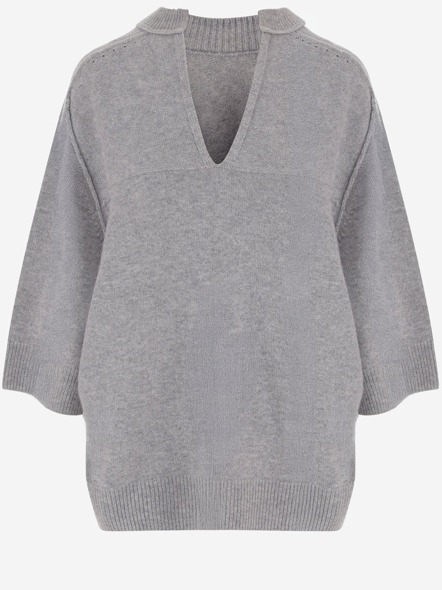 Cashmere V-Neck Sweater Light Grey