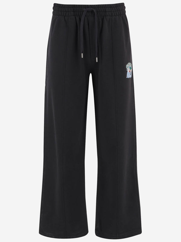 Cotton Pants With Logo Black Organic Trousers