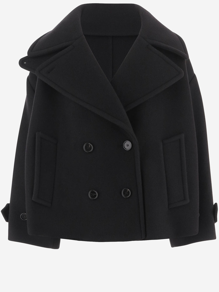 Coat Oversized Short Wool-Blend Black